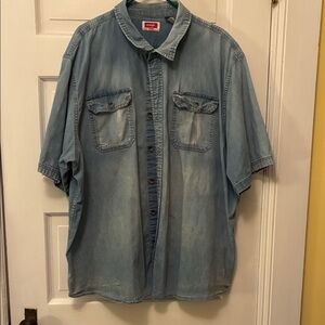 Wrangler Faded Blue Casual Denim Shirt